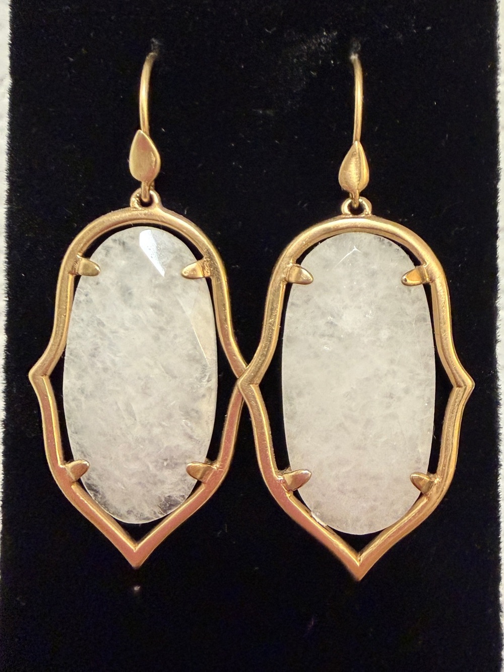 Stella & a Dot Anala Chandelier Gold Frame White Stone Drop Earrings
